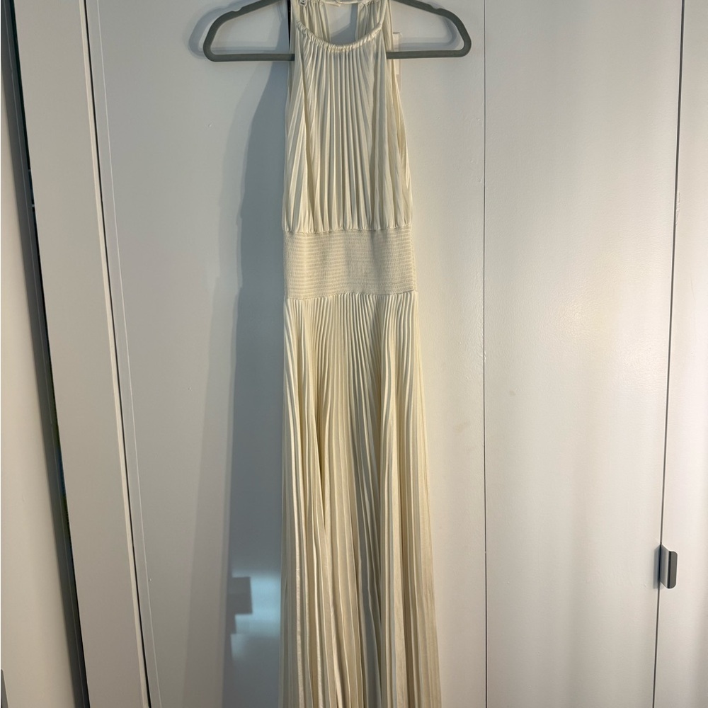 A.L.C. Cream Pleated Halter Dress